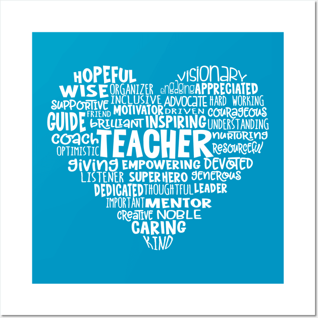 Teacher Heart Word Cloud Wall Art by Jitterfly